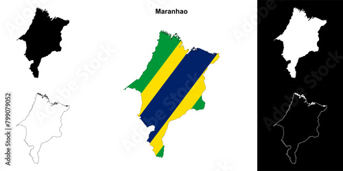 Maranhao state outline map set photo