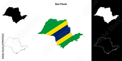 Sao Paulo state outline map set