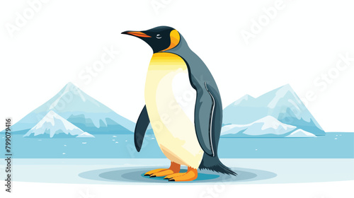 Penguin flat vector illustration. Arctic bird with