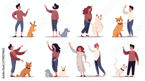 People and cute animals cats and dogs giving high f