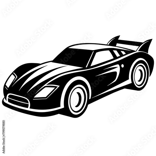 Racing car silhouette vector illustration isolated on white background. Logotype racing car design.