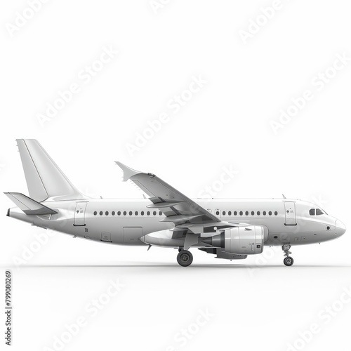 Blank Glossy White Airplane Or Airliner Side View. Generative AI 
