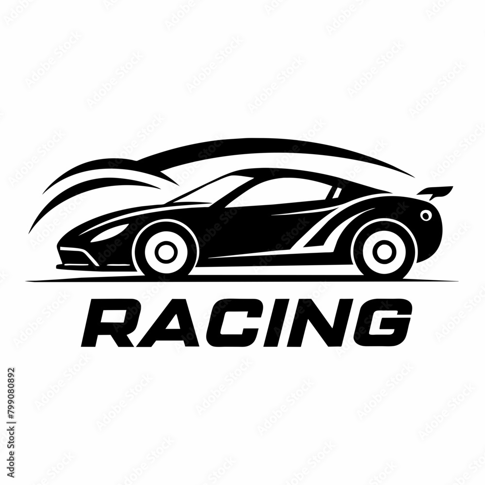 Racing car logo vector illustration isolated on a white background. Logotype racing car design.