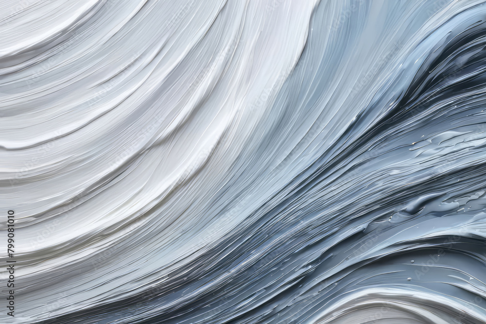 Fototapeta premium Light grey and white impasto abstract acrylic background, brush stroke backdrop. Gradient neon colors with foil effect in trends
