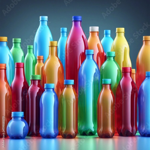 Various colored plastic bottles