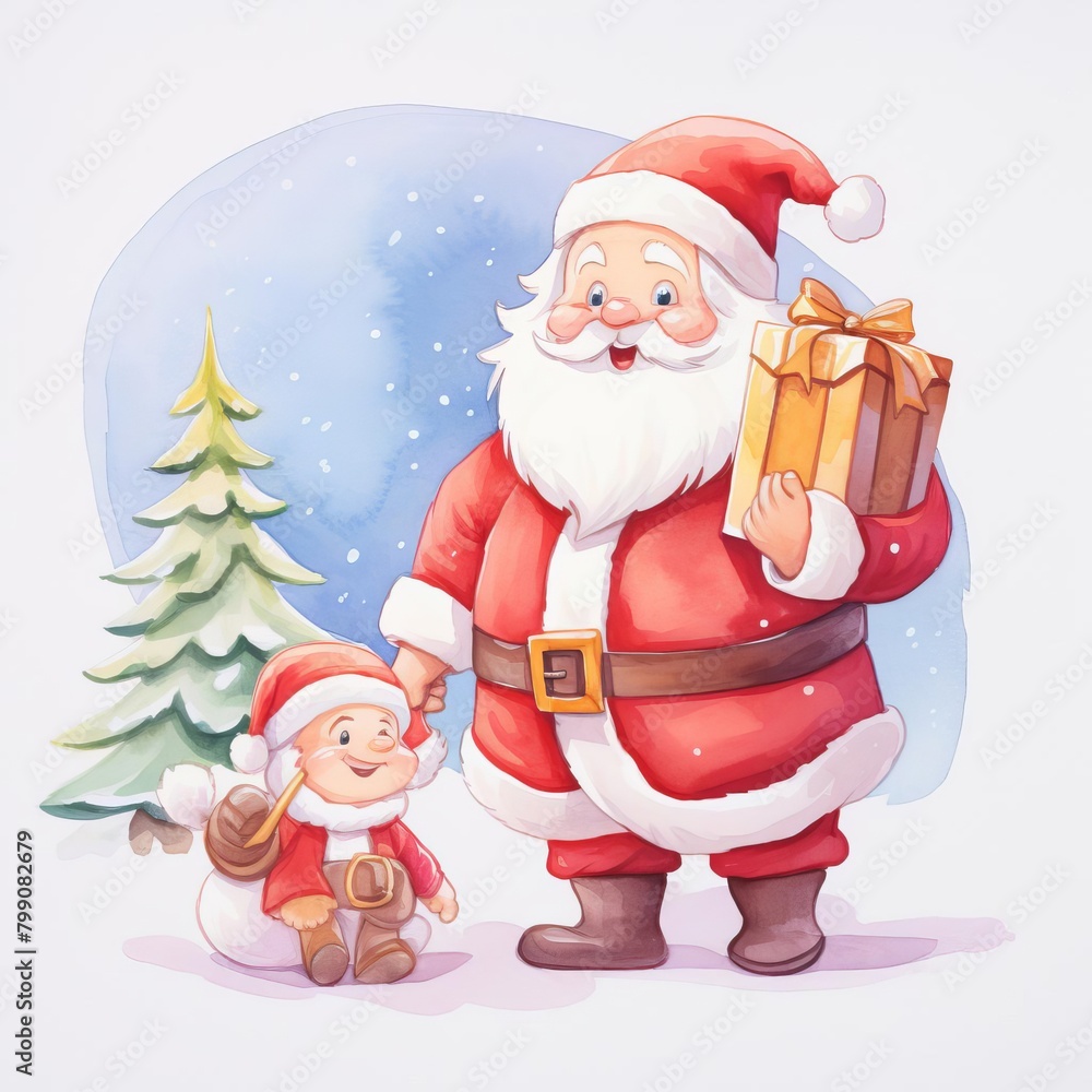 Obraz premium Christmas watercolors, festive Christmas watercolors