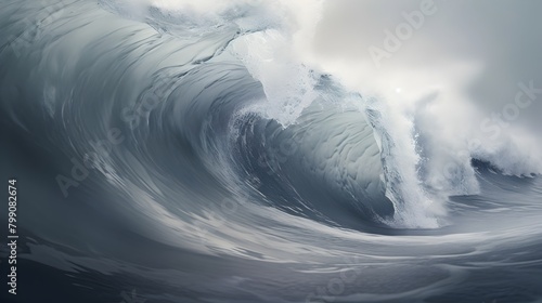  Witness the mesmerizing flow of an elegant gray wave, gracefully swooshing with smoothness and speed, depicted in lifelike realism through HD photography  © graphito