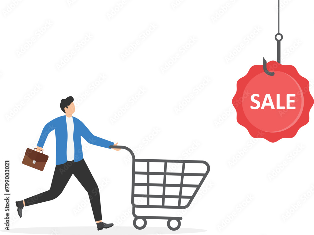 Vector of sale promotion trap, fishing hooks with a sale tag bait attached to the lure as a shopping symbol for promoting attracting, businessman interested to catch sale tag bait
Vector of sale promotion trap, fishing hooks with a sale tag bait attached to the lure as a shopping symbol for promoting attracting, businessman interested to catch sale tag bait