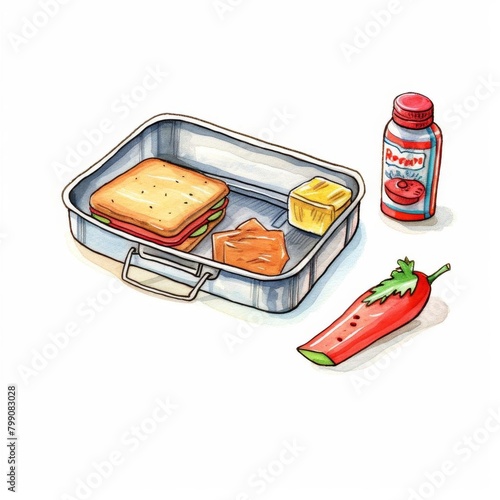 Backtoschool lunchbox watercolor, prepared backtoschool lunchbox watercolor photo