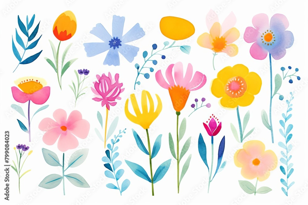 watercolor flowers, vibrant watercolor flowers