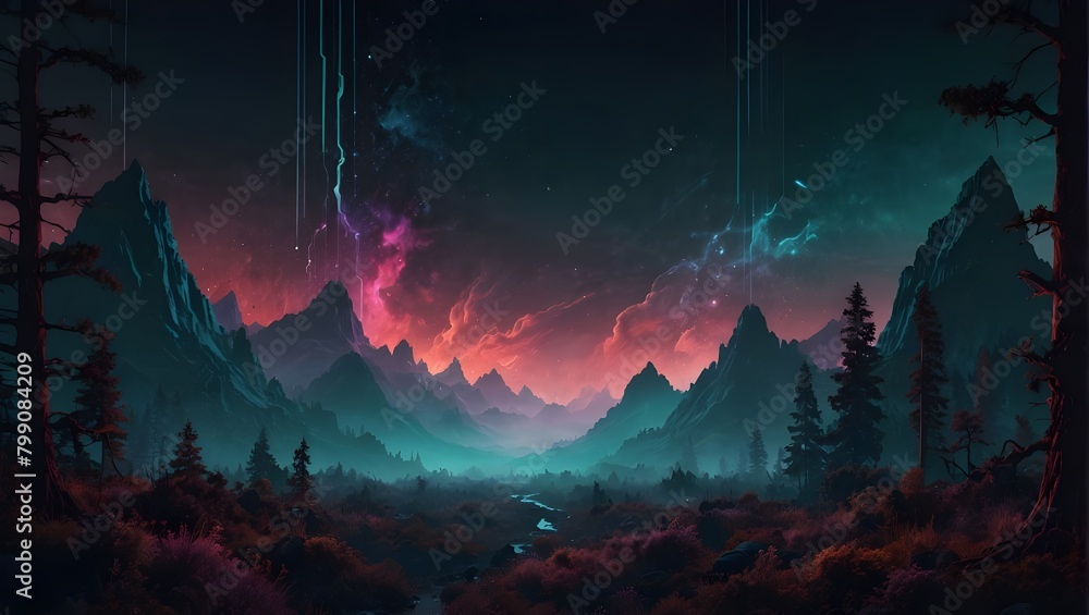 Naklejka premium mountains and beautiful places and water bots