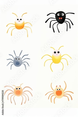 Halloween spiders watercolor, scary Halloween spiders watercolor © nattapon