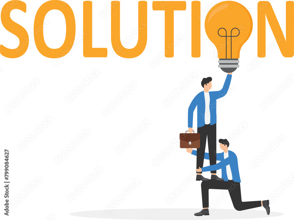 Group of business professionals reach glowing light bulbs, Solution concept, Cooperation and teamwork, solutions and problem solving

