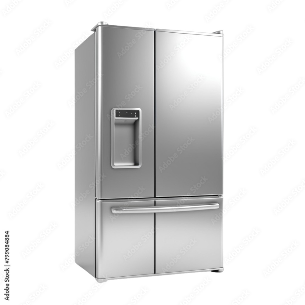 3d rendering big fridge on Isolated transparent background png. generated with AI 3d rendering big fridge on Isolated transparent background png. generated with AI