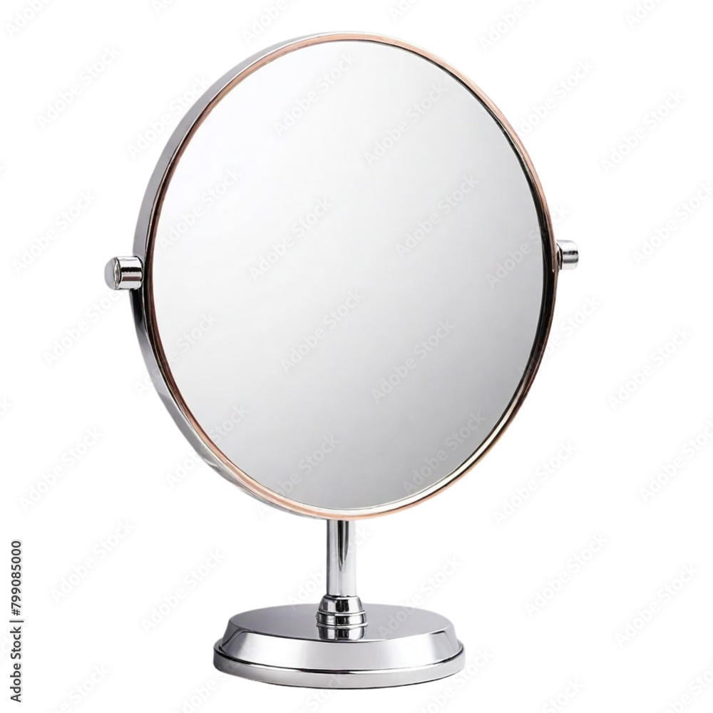 Silver metal stand magnify mirror for beauty salon on Isolated transparent background png. generated with AI Silver metal stand magnify mirror for beauty salon on Isolated transparent background png. generated with AI