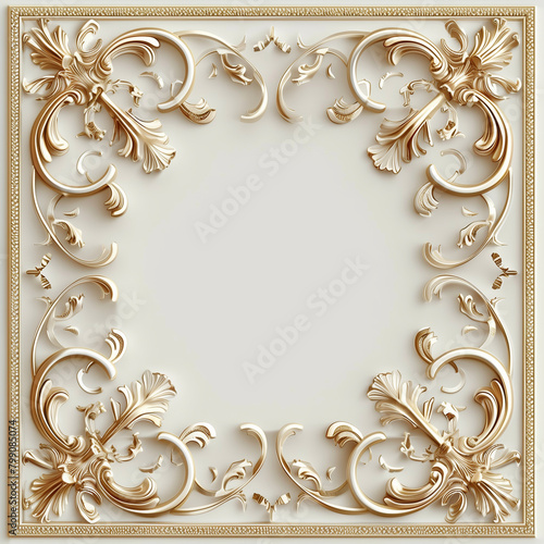 Elegant golden floral frame on a white background.