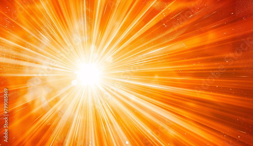 Light rays in an orange background, light beams radiating out from it.