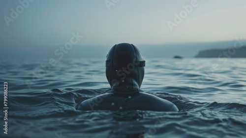 Freediver in wetsuit neoprene swim in the sea  © Farda