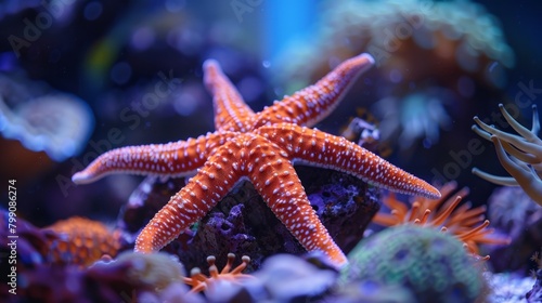 Fromia seastar in coral reef aquarium tank is one of the most amazing living decorations © Farda