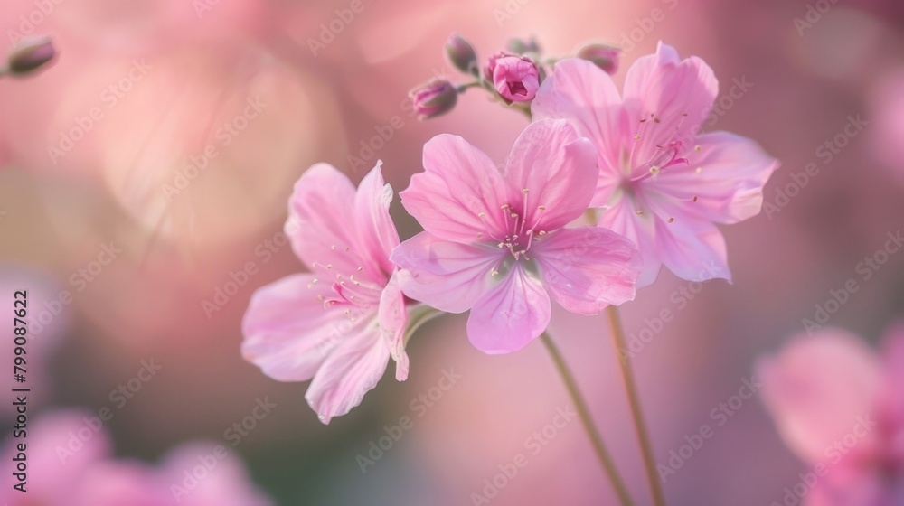 Pink flowers bloom in field Pink flowers bloom in field