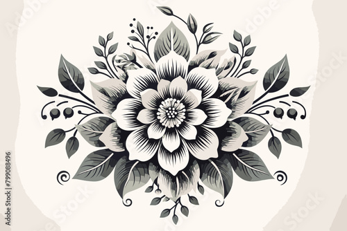 Beautiful digital textile design botanical motif for New creation. photo