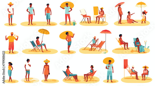 People with sunburn sunstroke in summer heat. Men a © Mishi