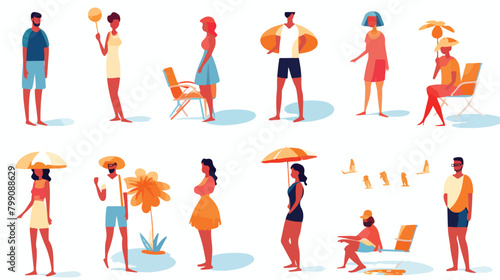 People with sunburn sunstroke in summer heat. Men a
