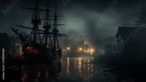 Wallpaper Mural Old ship sailing in port Torontodigital.ca