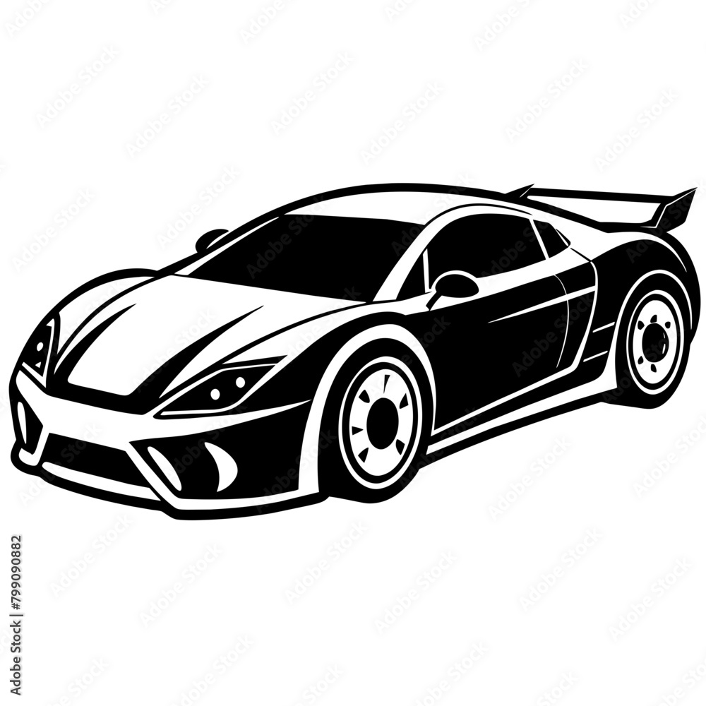 Racing car silhouette vector illustration isolated on white background. Logotype racing car design.