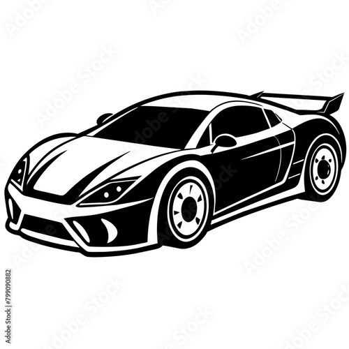 Racing car silhouette vector illustration isolated on white background. Logotype racing car design.