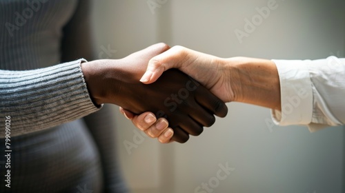 Office collaboration, deal, and onboarding with diversity, handshake, and commercial relationship. Meeting, welcome, and team shaking hands expressing support, agreement photo