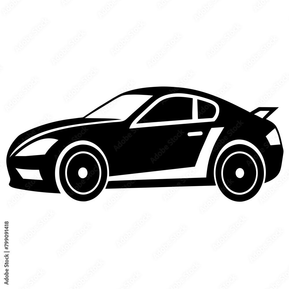 Racing car silhouette vector illustration isolated on white background. Logotype racing car design.