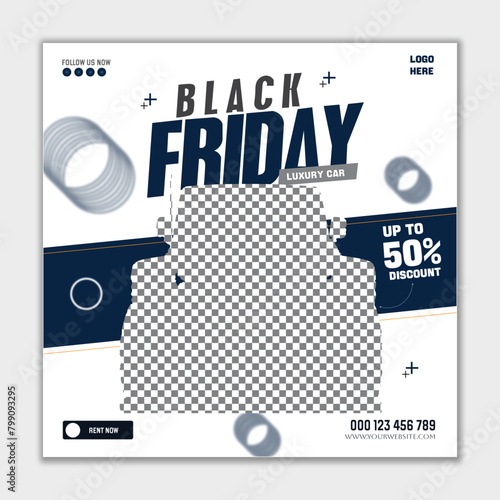 Black Friday car and automotive super sale social media banner template