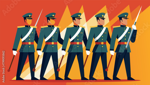 The honor guards unwavering dedication to duty is reflected in their every movement as they fervently uphold the values and traditions of their. Vector illustration