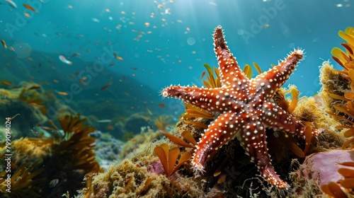 Most beautiful mediterranean sea star underwater photo 