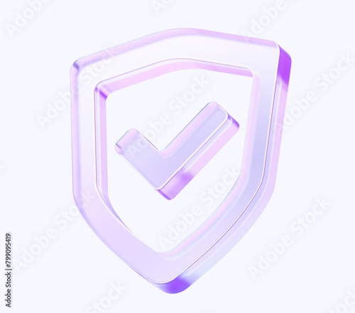shield icon with colorful gradient. 3d rendering illustration for graphic design, ui ux design, presentation or background. shape with glass effect	