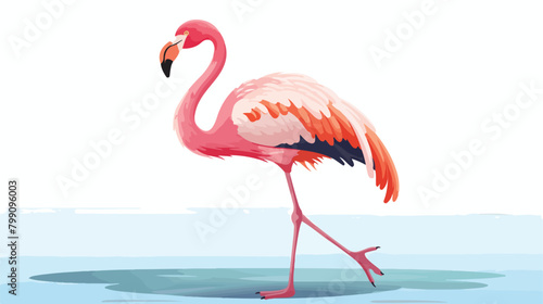 Pink flamingo vector illustration. Realistic hand d