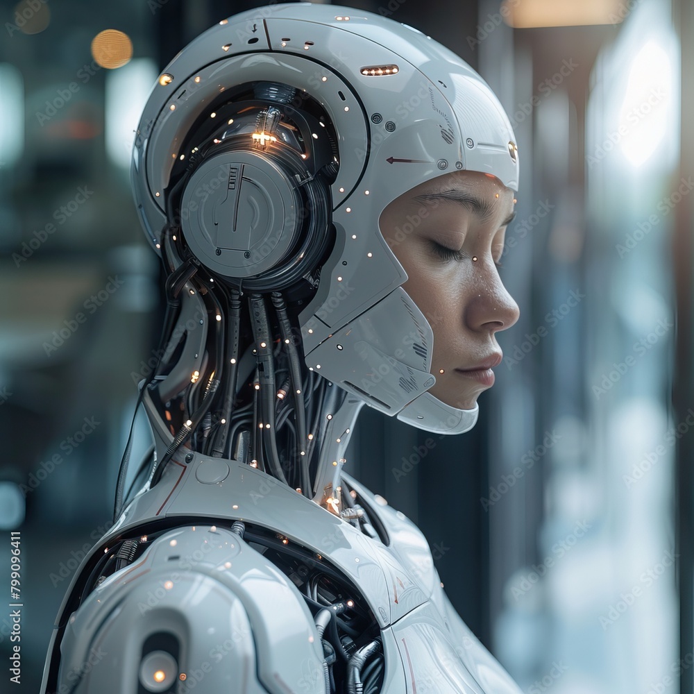 Fototapeta premium robot in helmet