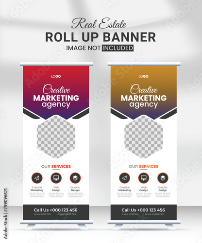 colorful abstract modern corporate business rollup banner design template
