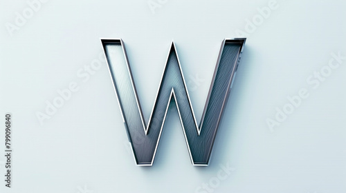 "W" presented with boldness, its sharp lines and curves commanding attention against the clean white backdrop.