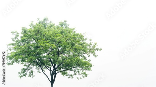 Vibrant Green Tree: Nature's Beauty Against a Serene White Backdrop