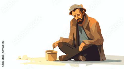 Poor beggar homeless needy man asking for help mone photo