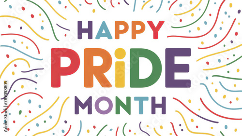 Happy Pride Month  text  isolated on transparent background  PNG  Generative ai