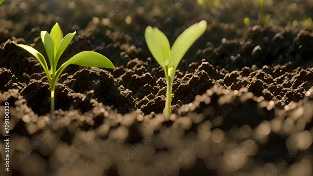 Two Young Plants Sprouting From Ground Generative AI Two Young Plants Sprouting From Ground Generative AI