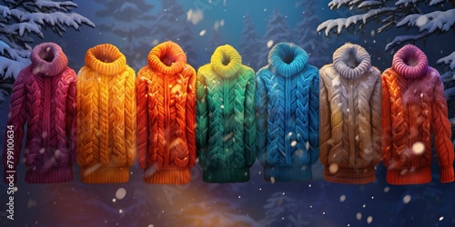 Burst of vibrant hues representing the different aspects of winter from the warmth of a snug sweater -, concept of Cool color palette