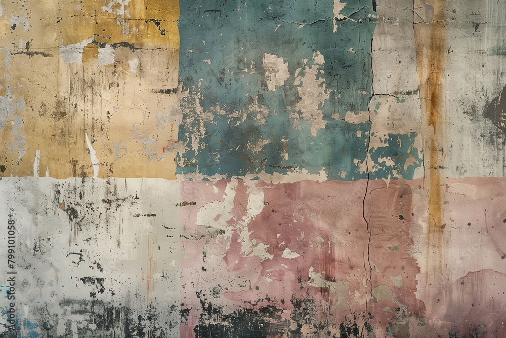 Grungy old wall background with layers of colorful peeling paint. Grungy old wall background with layers of colorful peeling paint.