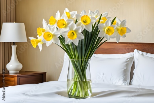 bouquet of yellow daffodils in a vase