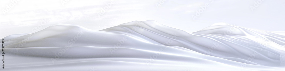 Obraz premium A cool glacier white wave, crisp and serene, moving smoothly over a white backdrop, rendered in a stunning high-resolution photo.