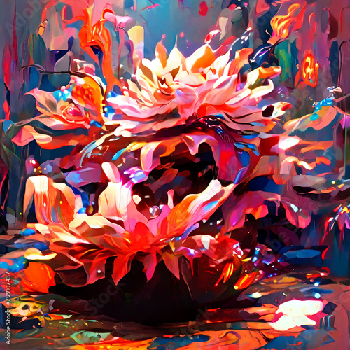 abstract glitter lotus surrealism,AI generated