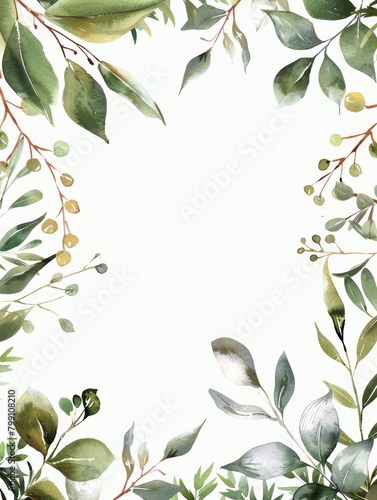 Watercolor Greenery Wedding Invitation Template Generative AI